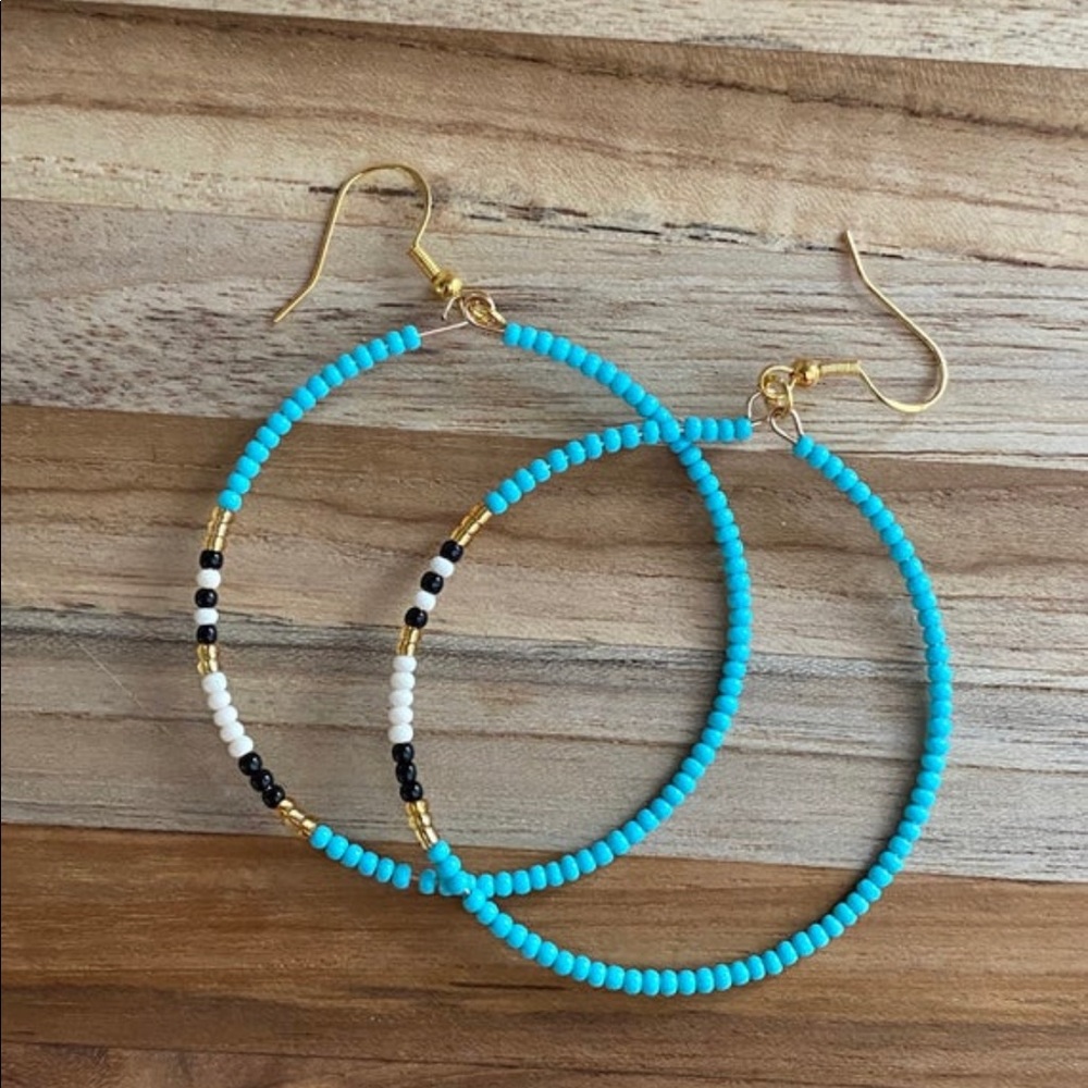Handmade Beaded Hoop Earrings